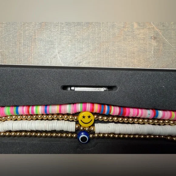 Posh Pink, White & Gold Multi-Stack Beaded Bracelet Set for Apple Watch. - Picture 6 of 8